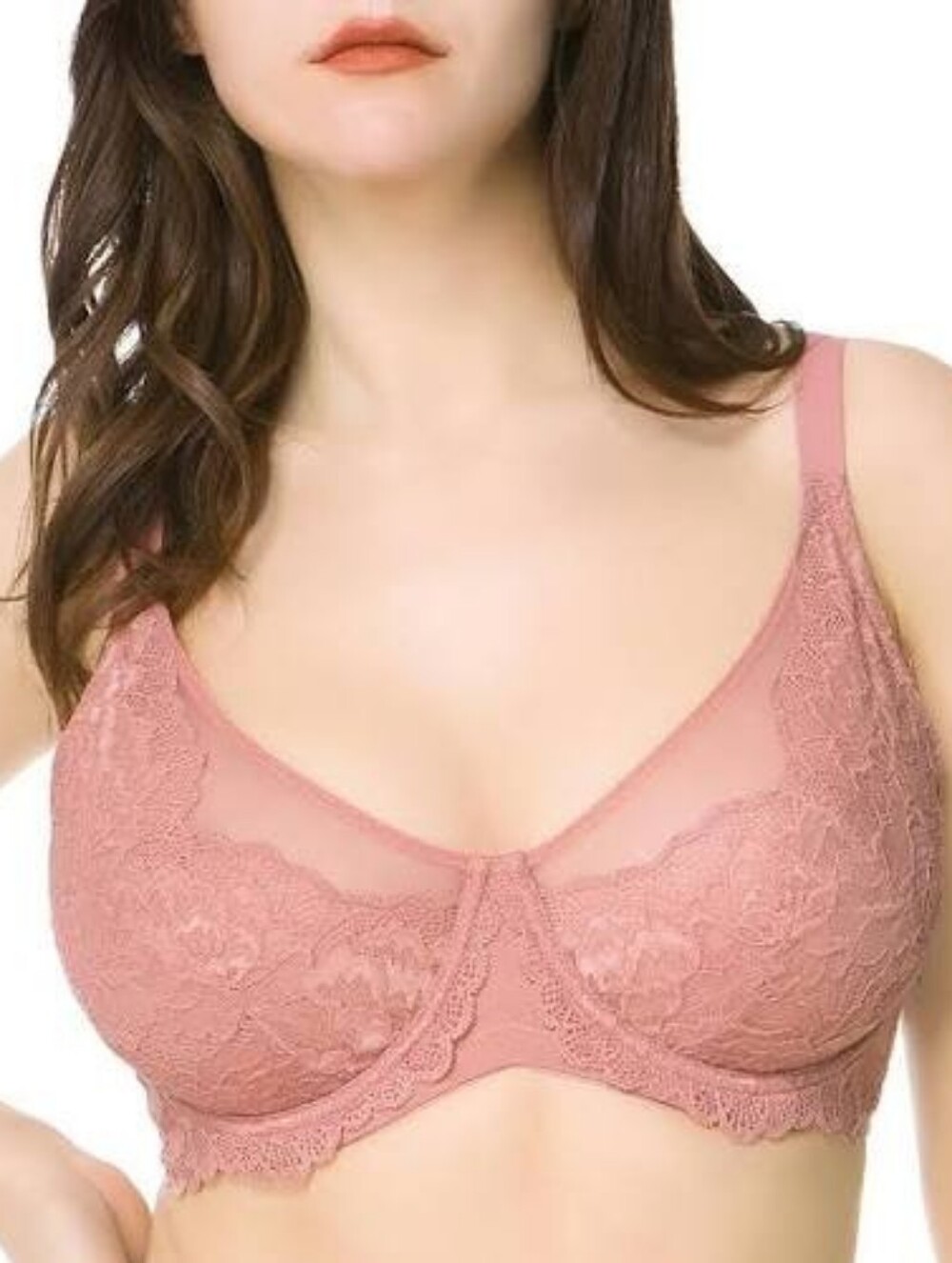 Hsia Lace Underwire Bra in Dusty Rose 40G Rose Minimizer Soft Cups Underwire